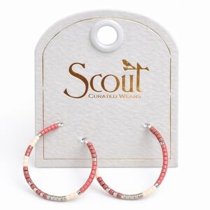 SCOUT Chromacolor Miyuki Blush Silver Small Hoop Earrings  - New With Tag